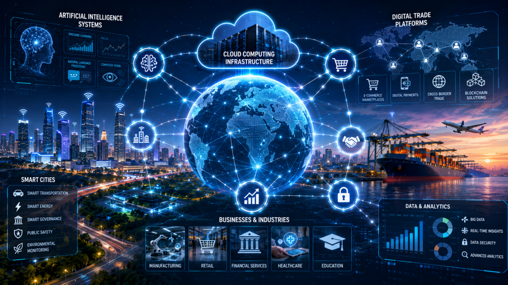 Smart economy network infographic design